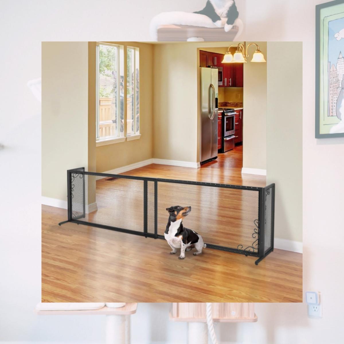 Picture of Richell 94947 40-71 x 18 x 20 in. Freestanding Metal Mesh Pet Gate - Antique Bronze - Large