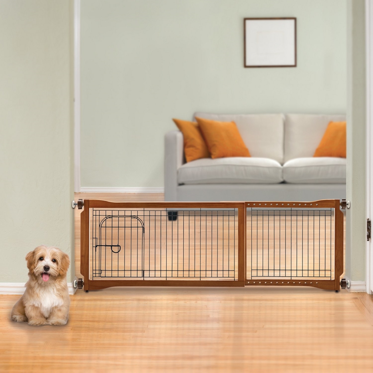 Picture of Richell 94961 Pet Sitter Freestanding Pet Gate Plus, Autumn Matte