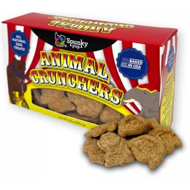 SP08756 Spunky Pup Animal Crunchers All Natural Dog Biscuit Treat Peanut Butter Flavor - 3.5 oz -  Essential Pet Products