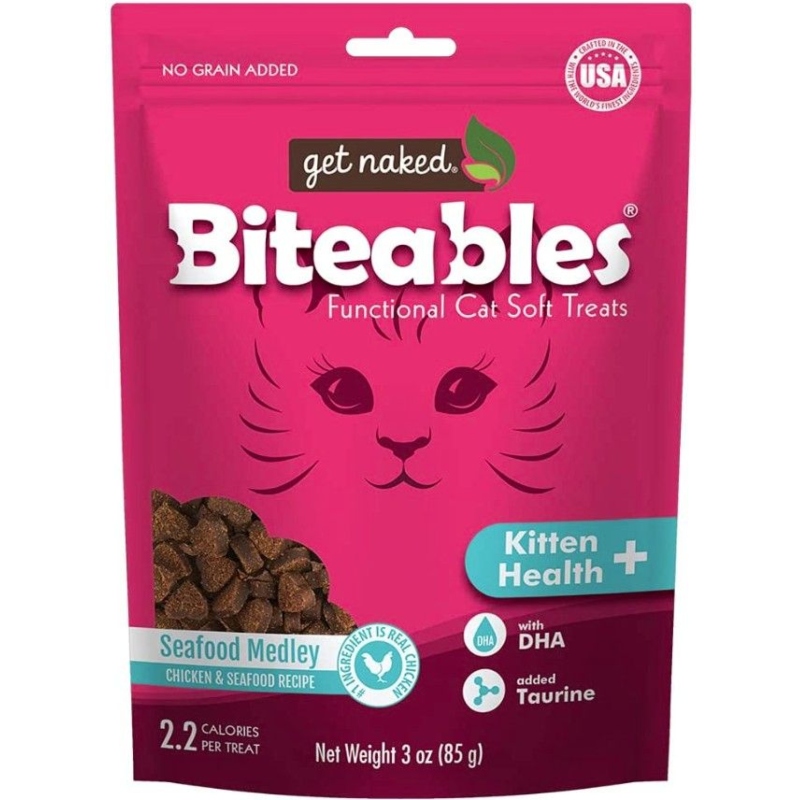Picture of Essential Pet Products NB91264 3 oz Get Naked Kitten Health Biteables Seafood Medley Flavor Cat Treats