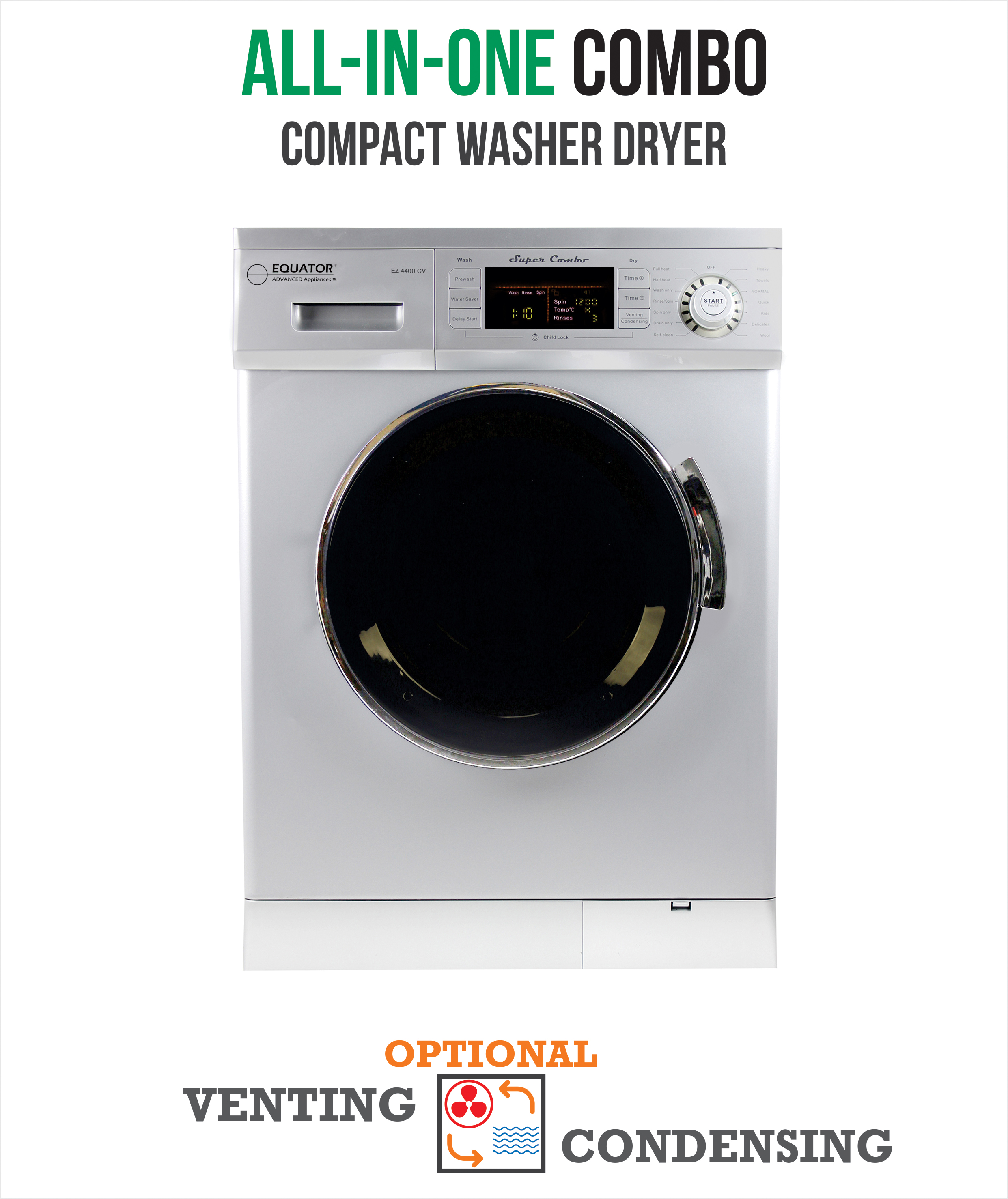 Picture of All-in-One 13 lb. 1200 RPM Compact Combo Washer Dryer with Optional Condensing/ Venting  Sensor Dry  Auto Water Level