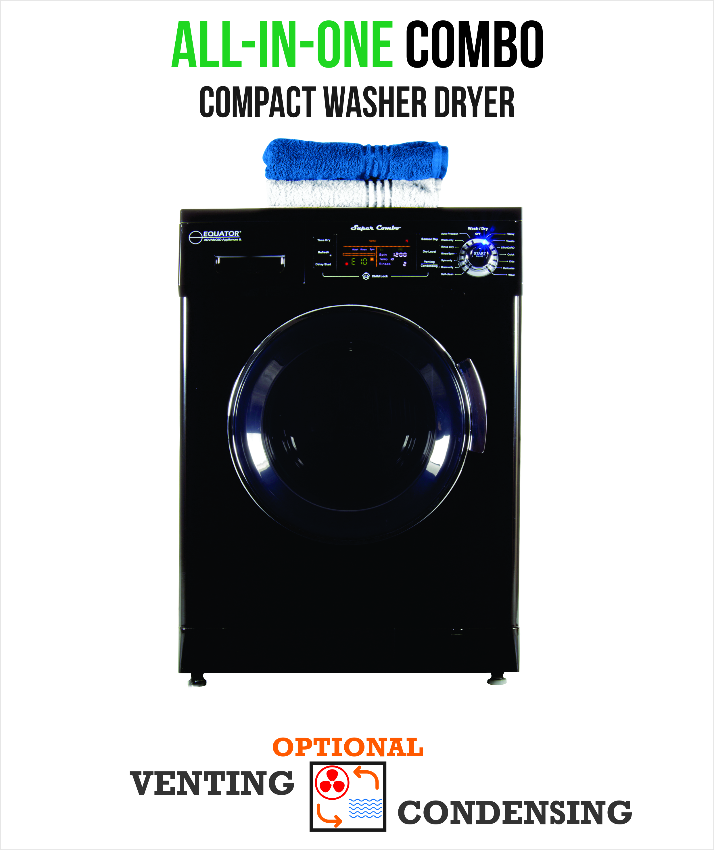 Picture of All-in-One 13 lb. 1200 RPM Compact Combo Washer Dryer with Optional Condensing/ Venting  Sensor Dry  Auto Water Level