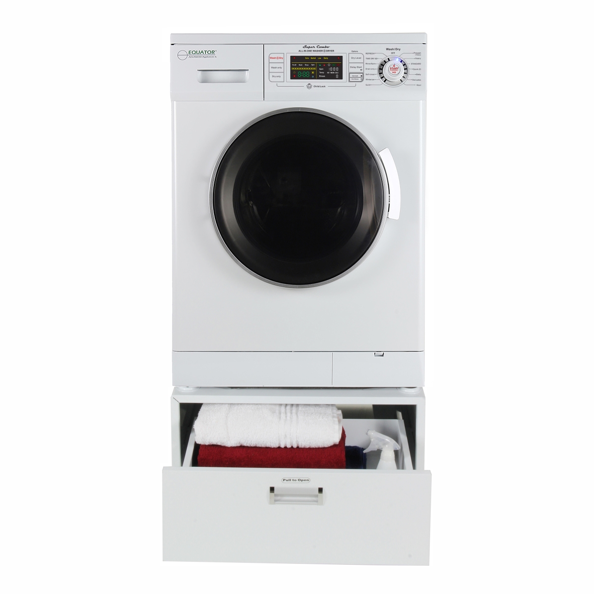 Picture of Equator EZ4400N-PDL2830W Compact 13 lbs Combination Washer Dryer with Pedestal&#44; White - 2019 Model
