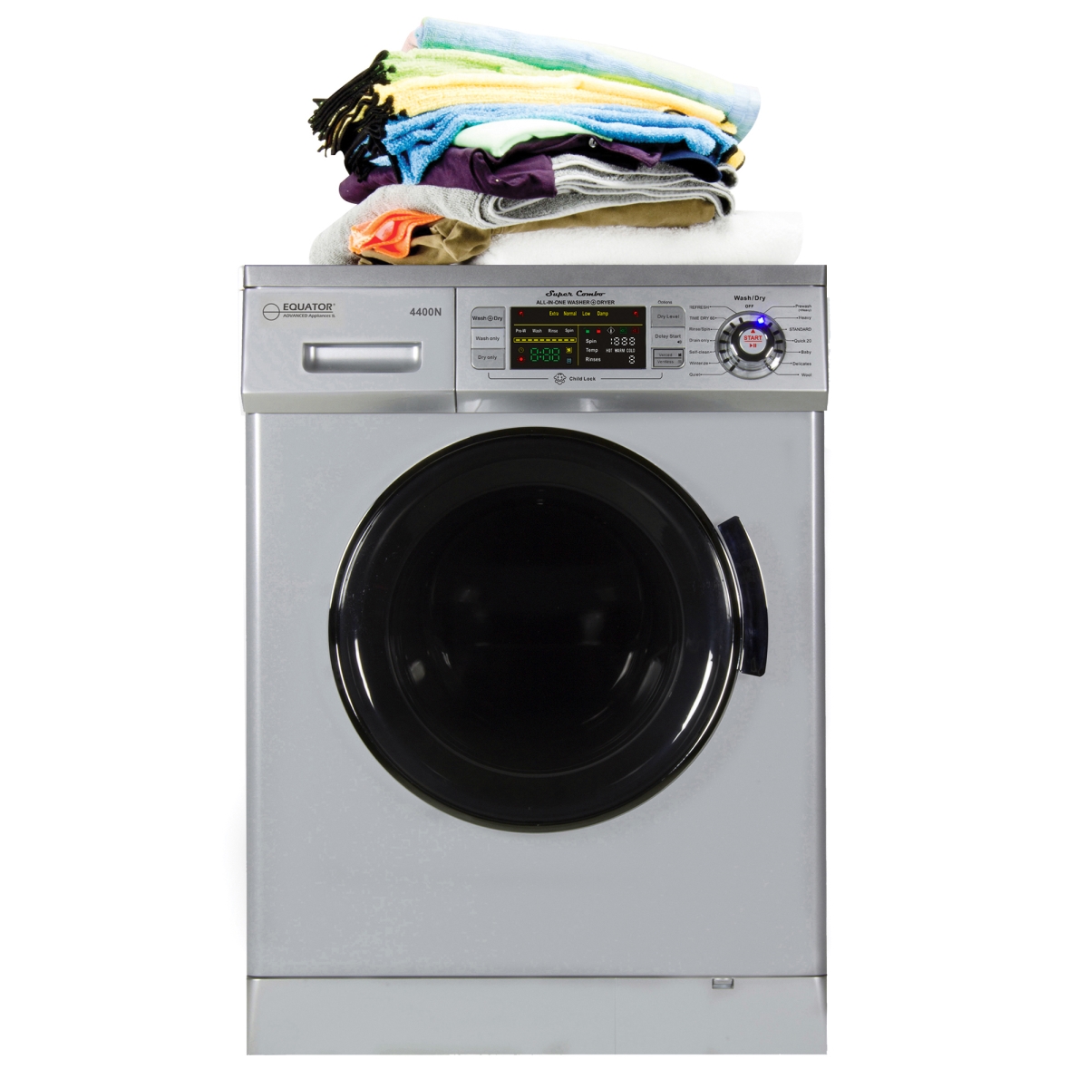 Picture of Equator EZ4400N-PDL2831S Compact 13 lbs Combination Washer Dryer with Pedestal&#44; Silver - 2019 Model