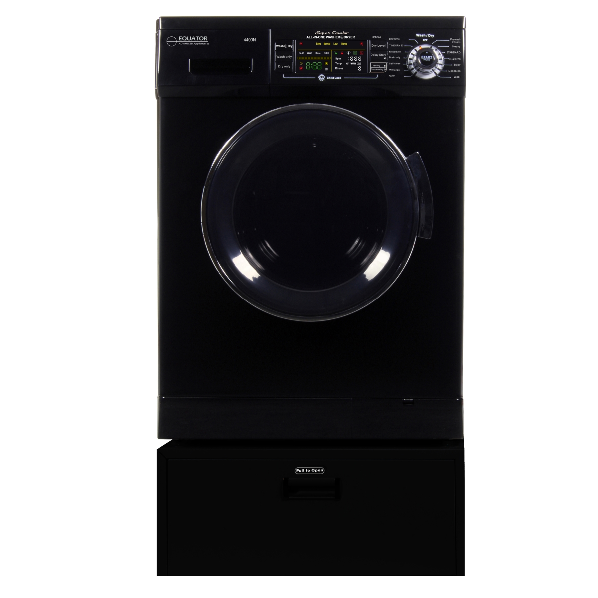 Picture of Equator EZ4400N-PDL2832B Compact 13 lbs Combination Washer Dryer with Pedestal&#44; Black - 2019 Model