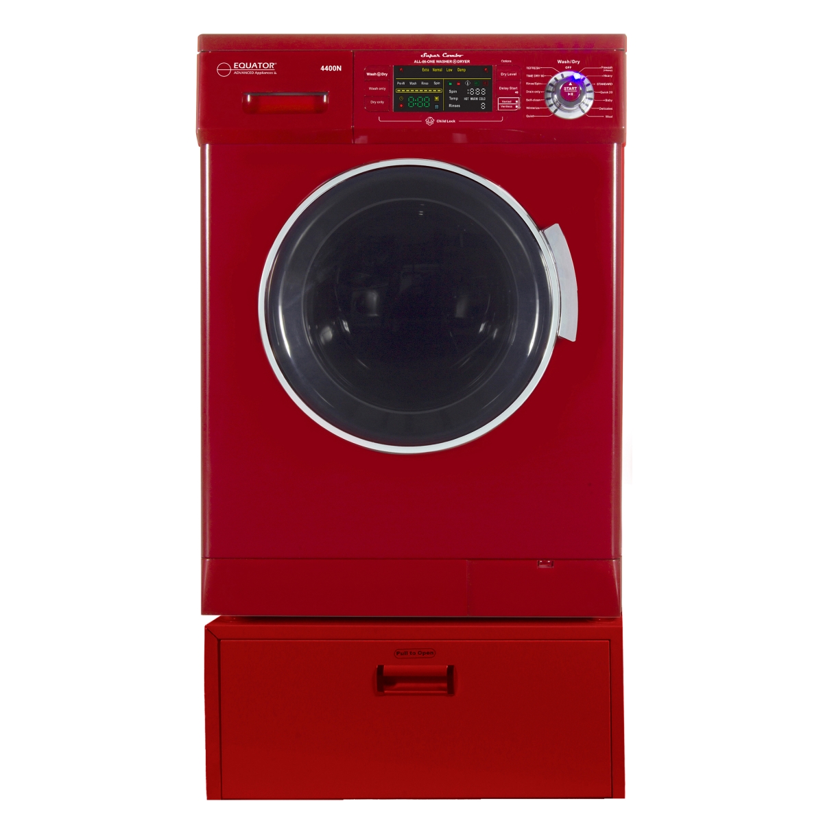 Picture of Equator EZ4400N-PDL2833M Compact 13 lbs Combination Washer Dryer with Pedestal&#44; Merlot - 2019 Model