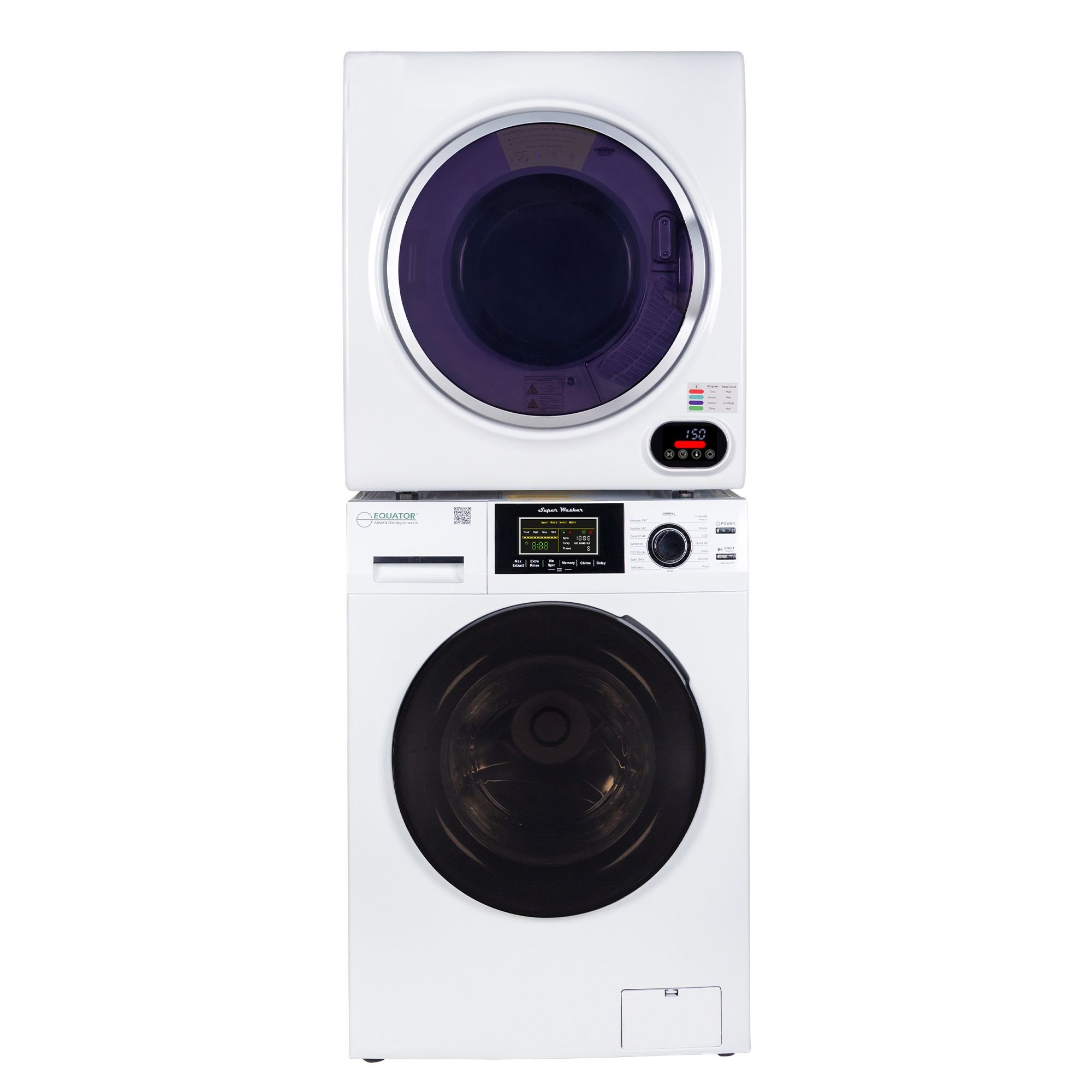 826 + 852 Equator 110V 1.6 cf Washer w/ Pet Cycle & 110V 3.5cf Vented Digital Sensor Dryer -  Equator Advanced Appliances, EW 826 + ED 852