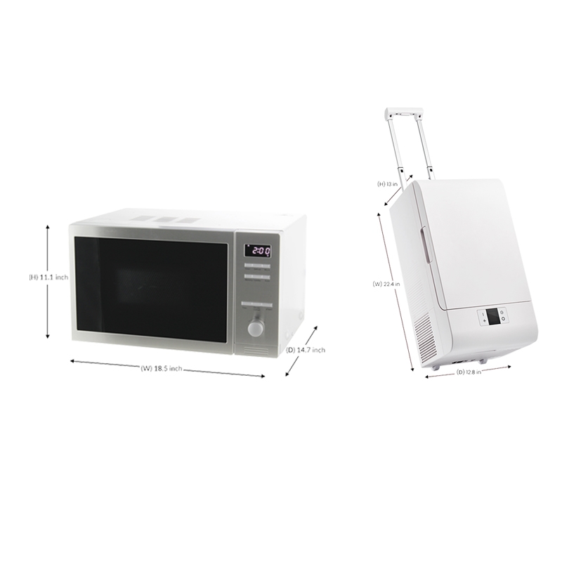 Picture of Equator Advanced Appliances CMO 800 + PFF 07 Equator 800W Freestanding Combo Microwave Oven in Stainless + Equator 50W Tailgate Refrigerator in White Bundle