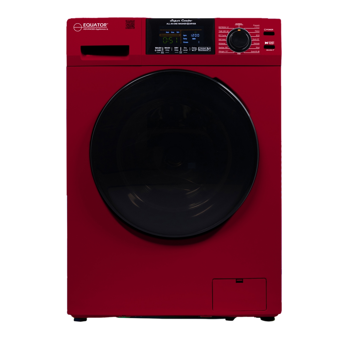 4600 Merlot Equator All-in-One Washer Dryer VENTLESS/VENTED PET cycle 1.62cf/15lbs 110V -  Equator Advanced Appliances