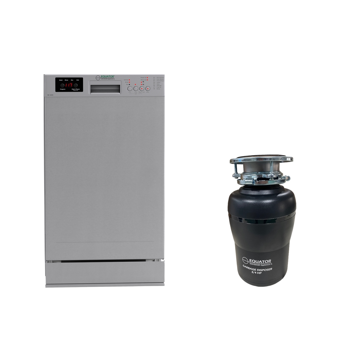 Picture of Equator Advanced Appliances SB 1840 + GD 075 Equator 18 in Dishwasher 10 place QUIET 110V E-Star ADA+3/4 HP Garbage Disposer