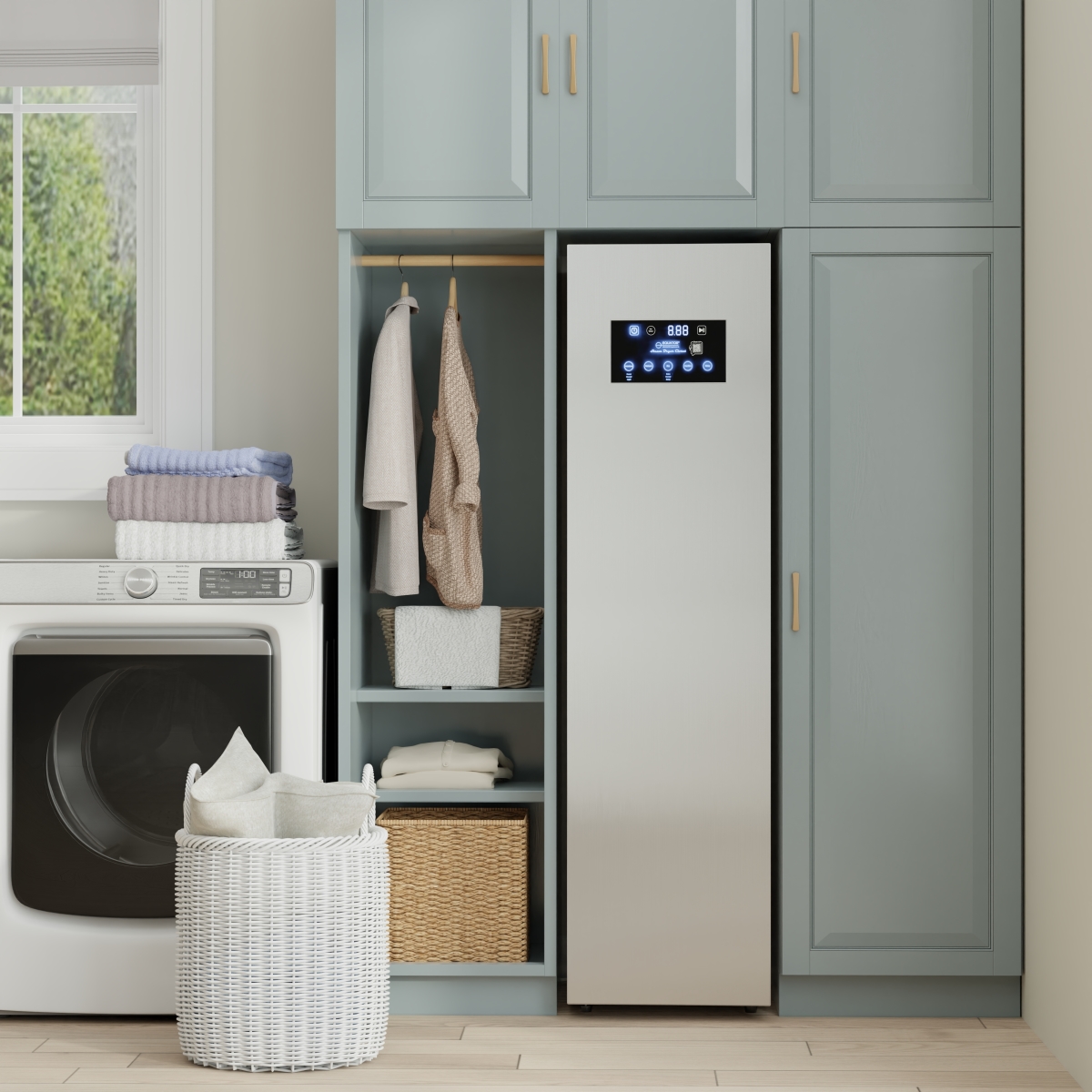 SDC 760LH SS Equator Steam Dryer Closet REMOVE WRINKLES Sanitize Deodorize Refresh Slim110V