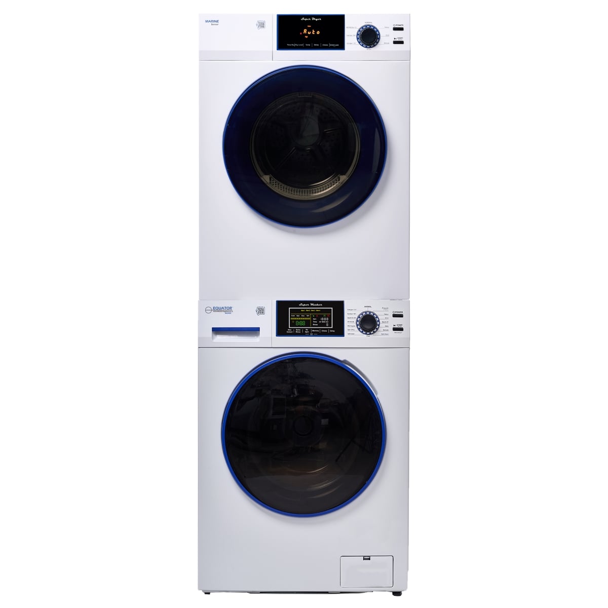 EW 828 + ED 868(Marine) Equator MARINE ANTI CORROSION Stackable Compact Washer 1.6cf+Sensor Dryer 3.1cf 110V -  Equator Advanced Appliances