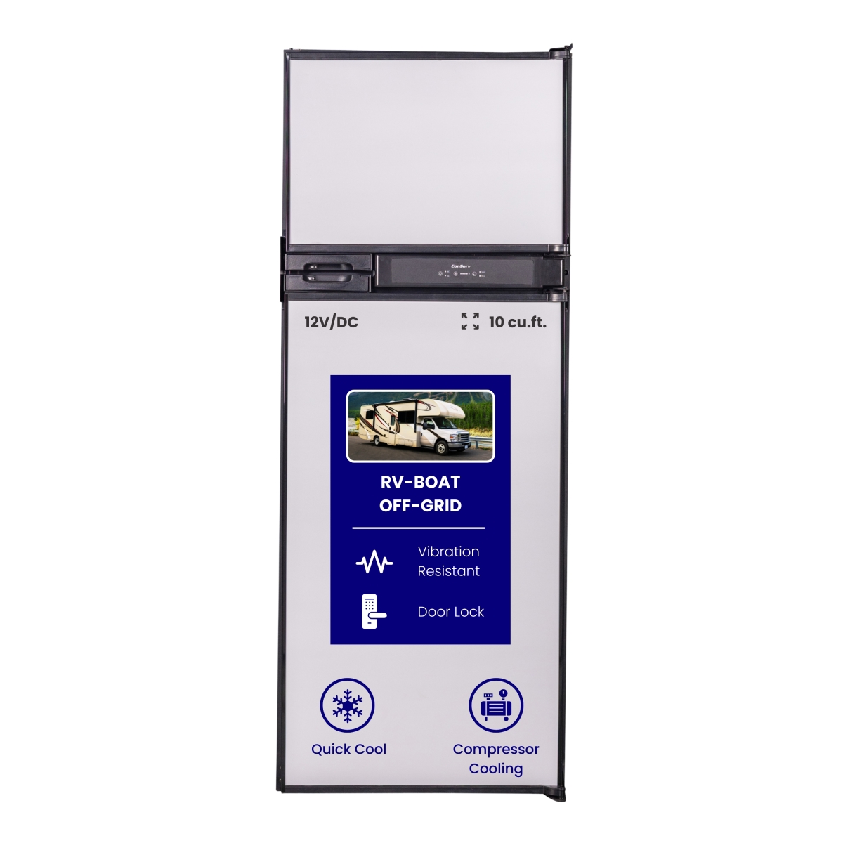 Picture of Conserv RF 1012 DC S+ACA 12110 Conserv 12V/DC Refrigerator Freezer 10cf Stainless for RV BOAT OFF-GRID 2 Doors+ AC Adapter