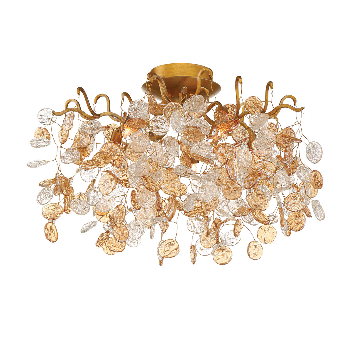 Picture of Eurofase 29056-019 Campobasso 5-Light 21 in. Gold Mixed Glass Flush Mount Ceiling Light