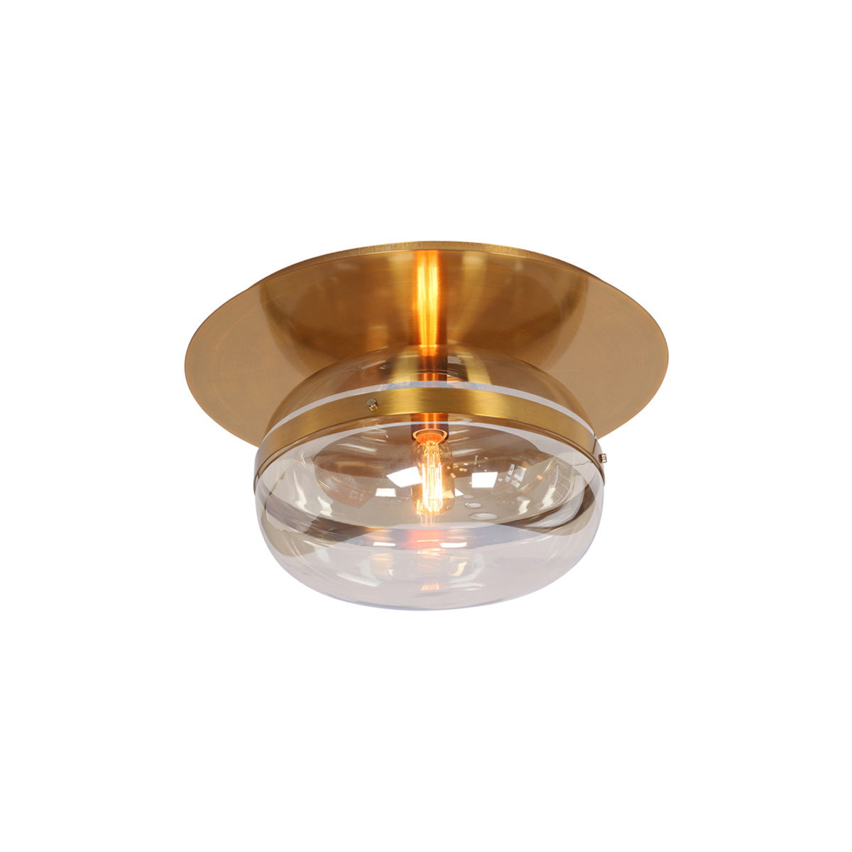 Picture of Eurofase 37087-012 Nottingham 14 in. Antique Brass Amber Glass Flush Mount Ceiling Light