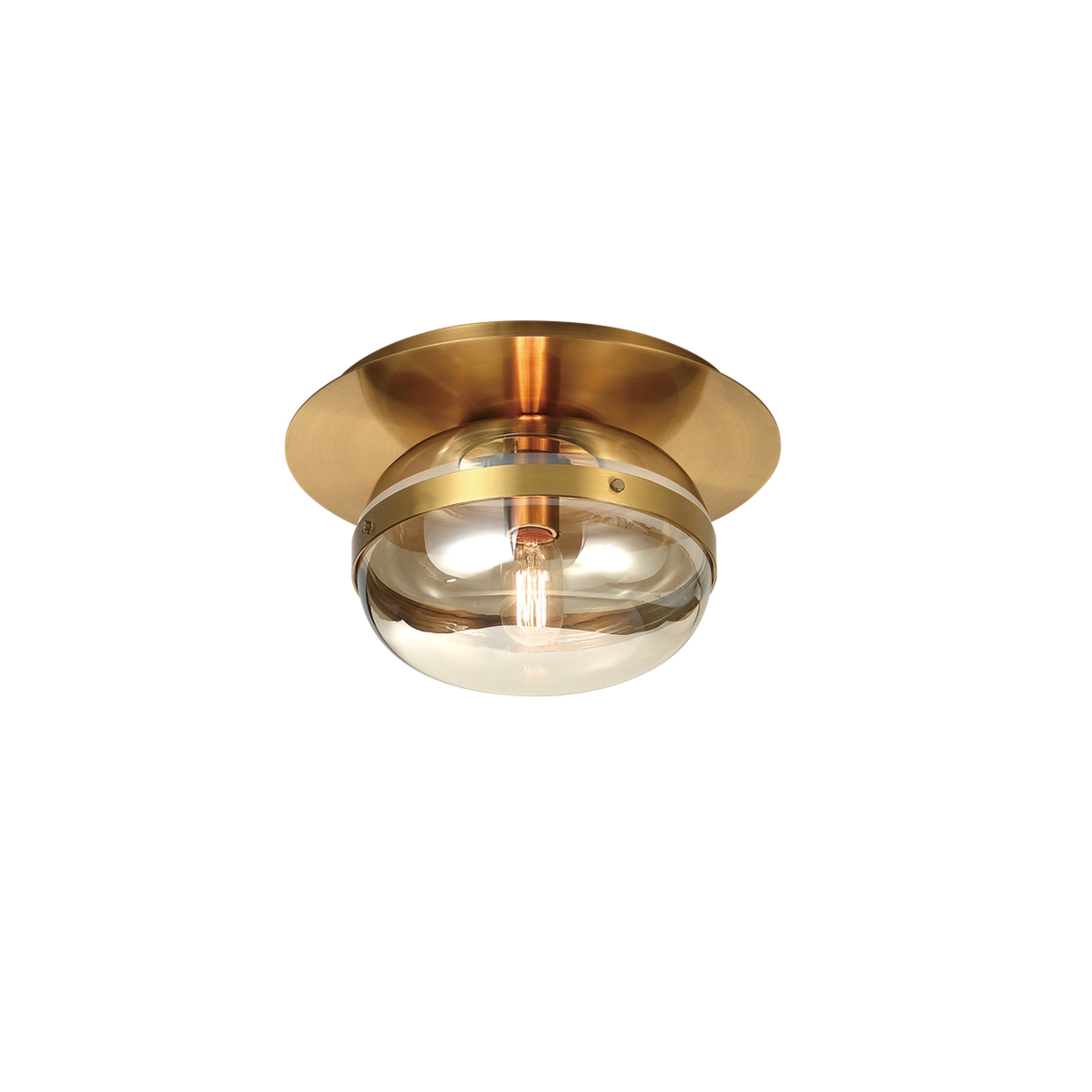 Picture of Eurofase 37086-015 Nottingham 10 in. Antique Brass Amber Glass Flush Mount Ceiling Light