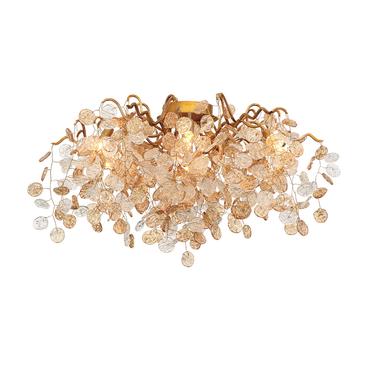 Picture of Eurofase 29057-016 Campobasso 7-Light 27 in. Gold Mixed Glass Flush Mount Ceiling Light