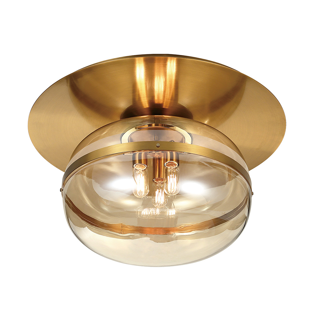 Picture of Eurofase 37088-019 Nottingham 3-Light 20 in. Antique Brass Amber Glass Flush Mount Ceiling Light