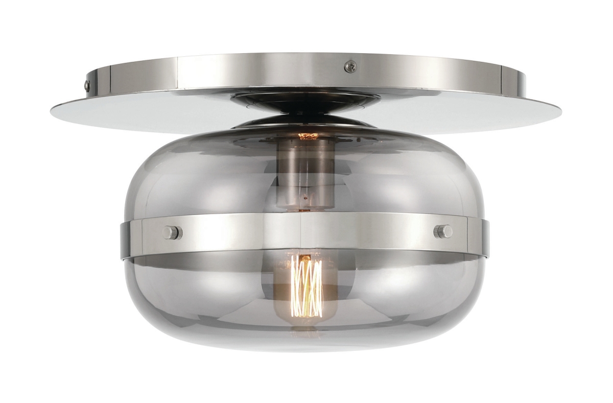 Picture of Eurofase 37086-024 Nottingham 10 in. Polished Nickel Smoked Glass Flush Mount Ceiling Light