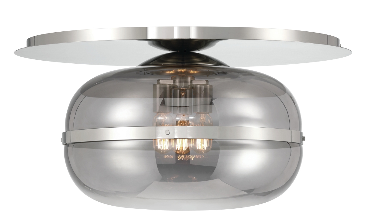 Picture of Eurofase 37088-028 Nottingham 3-Light 20 in. Polished Nickel Smoked Glass Flush Mount Ceiling Light
