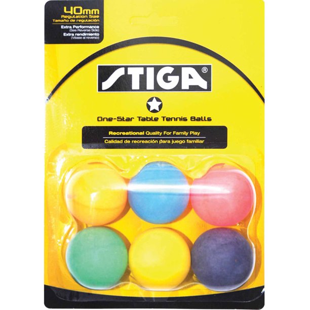 Picture of Stiga T1400 One-Star Table Tennis Balls, Multicolor - Pack of 6