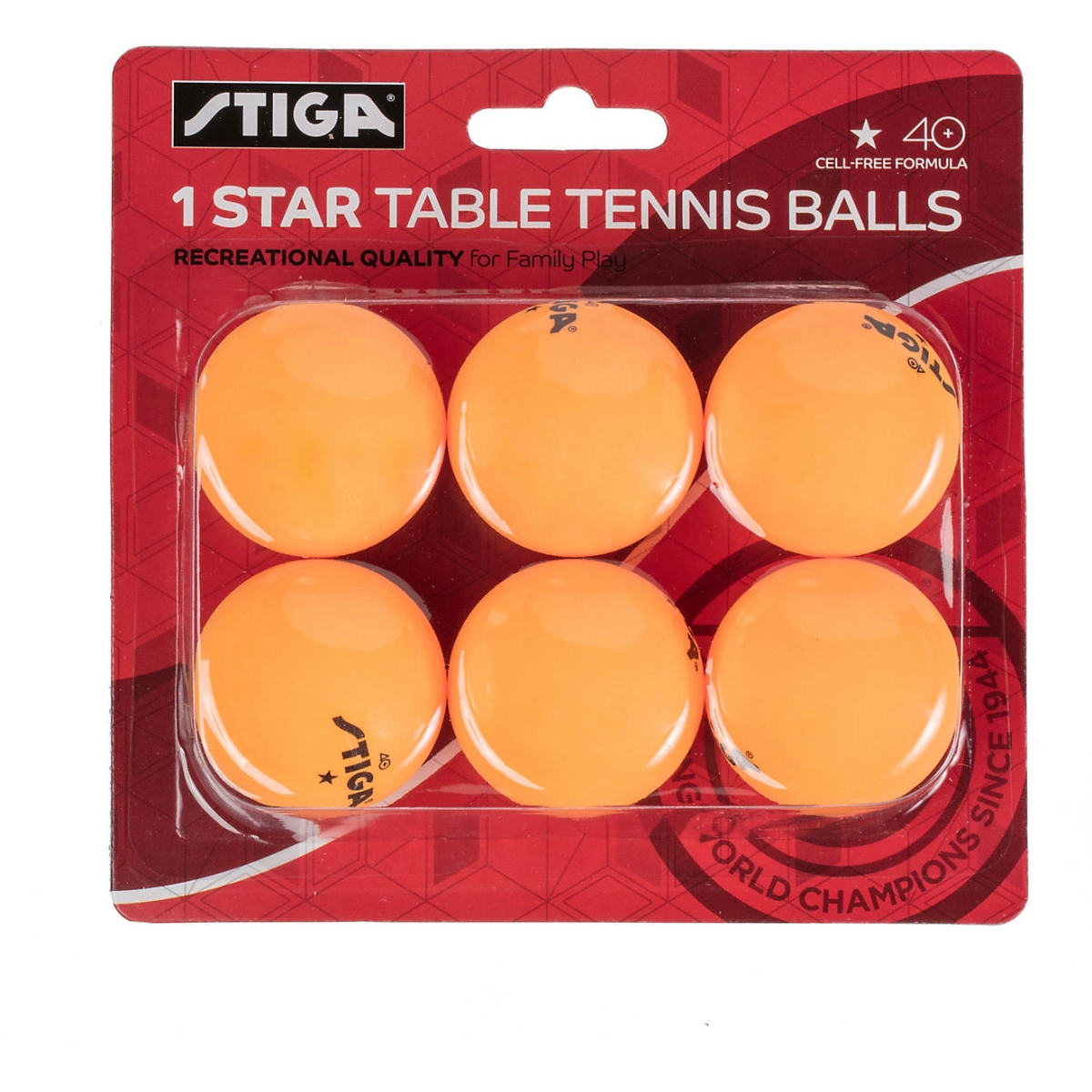 Picture of Stiga T1411 One-Star Table Tennis Balls&#44; Orange - Pack of 6
