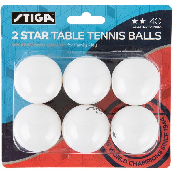 Picture of Stiga T1428 Two-Star Ping Pong Balls&#44; White - Pack of 6