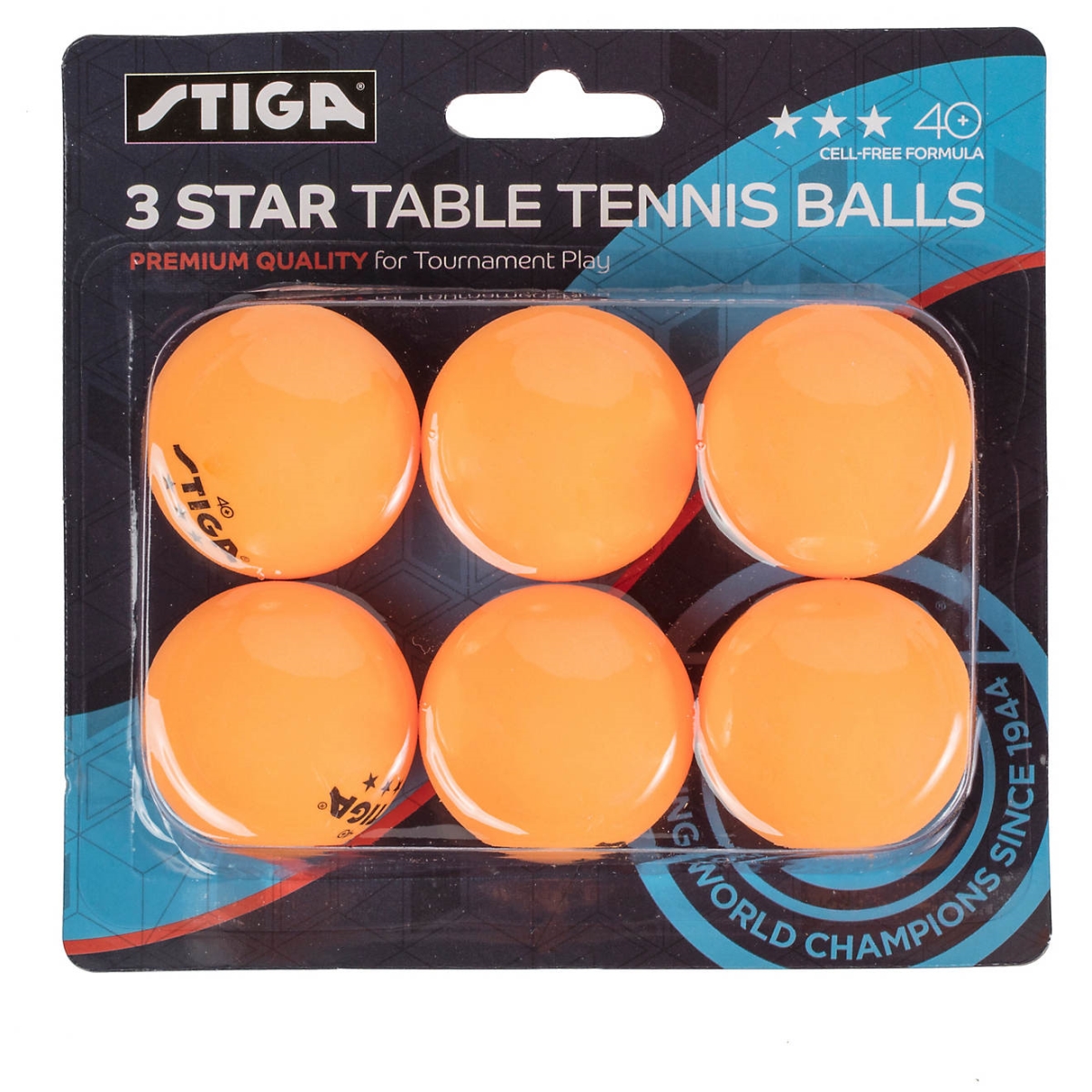 Picture of Stiga T1436 3-Star Ping Pong Balls, Orange - Pack of 6