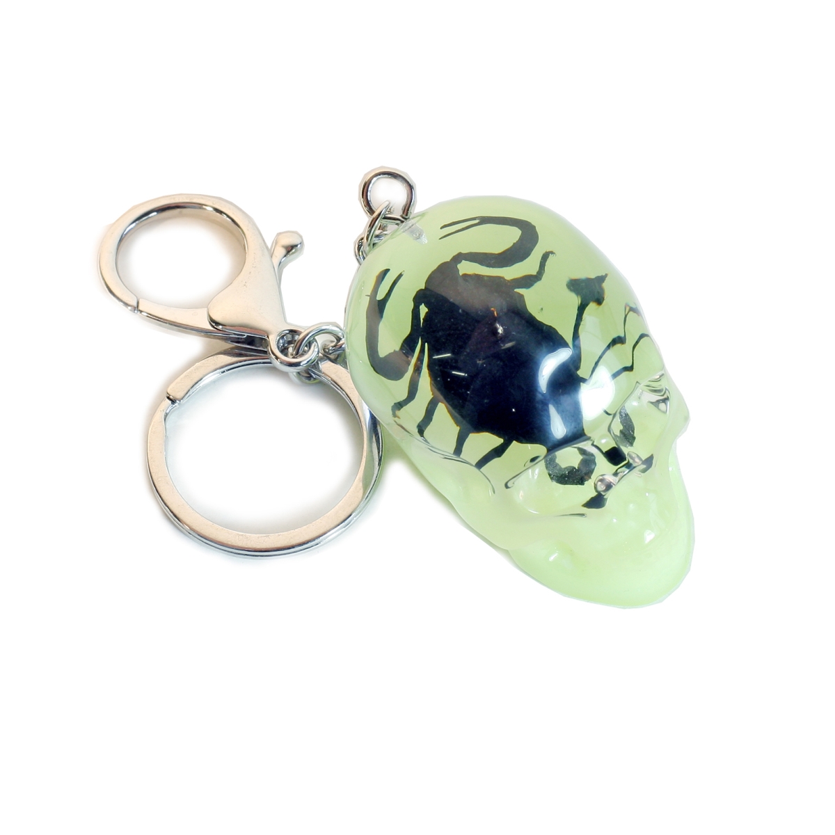 SKB2005 2 in. Glow in the Dark Black Scorpion Skull Key Chain