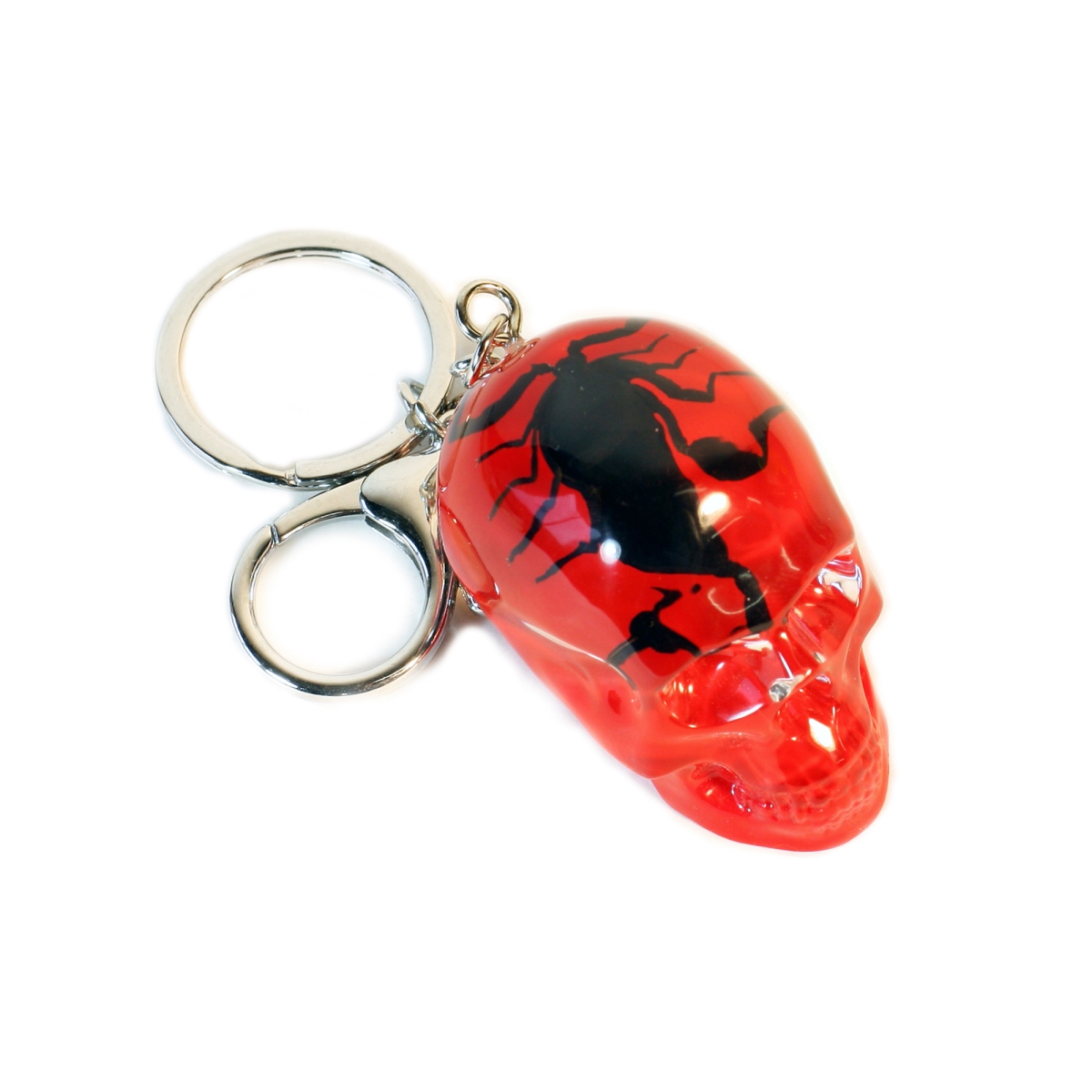 SKB2006 2 in. Black Scorpion Skull Key Chain, Red