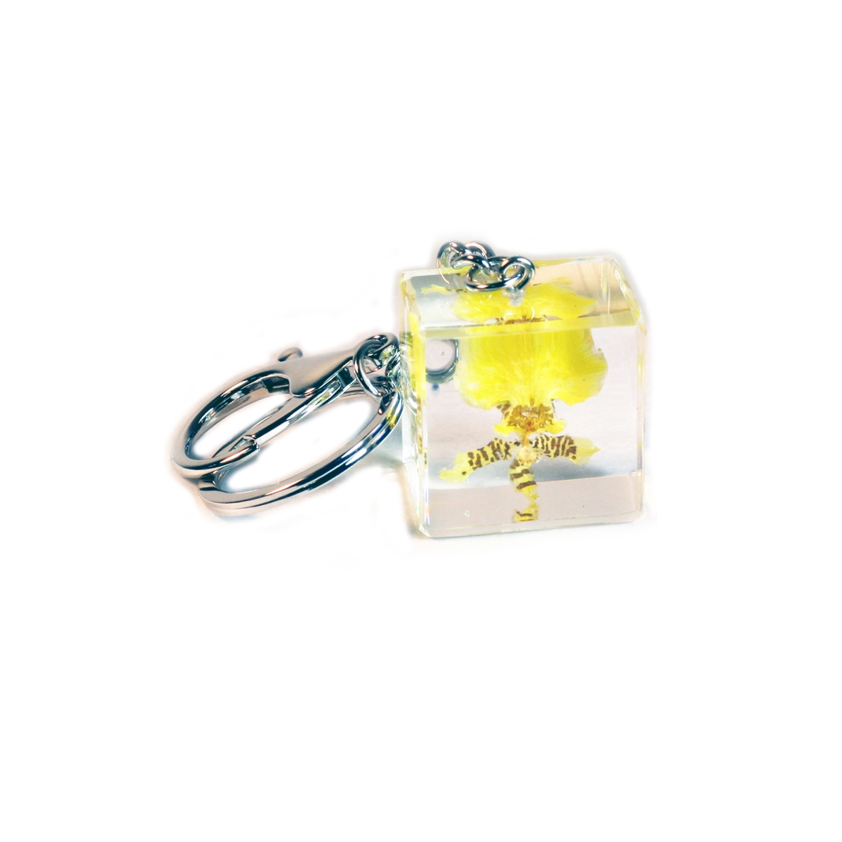 BC308 Dancing Lady Orchid Cube Key Chain, Clear