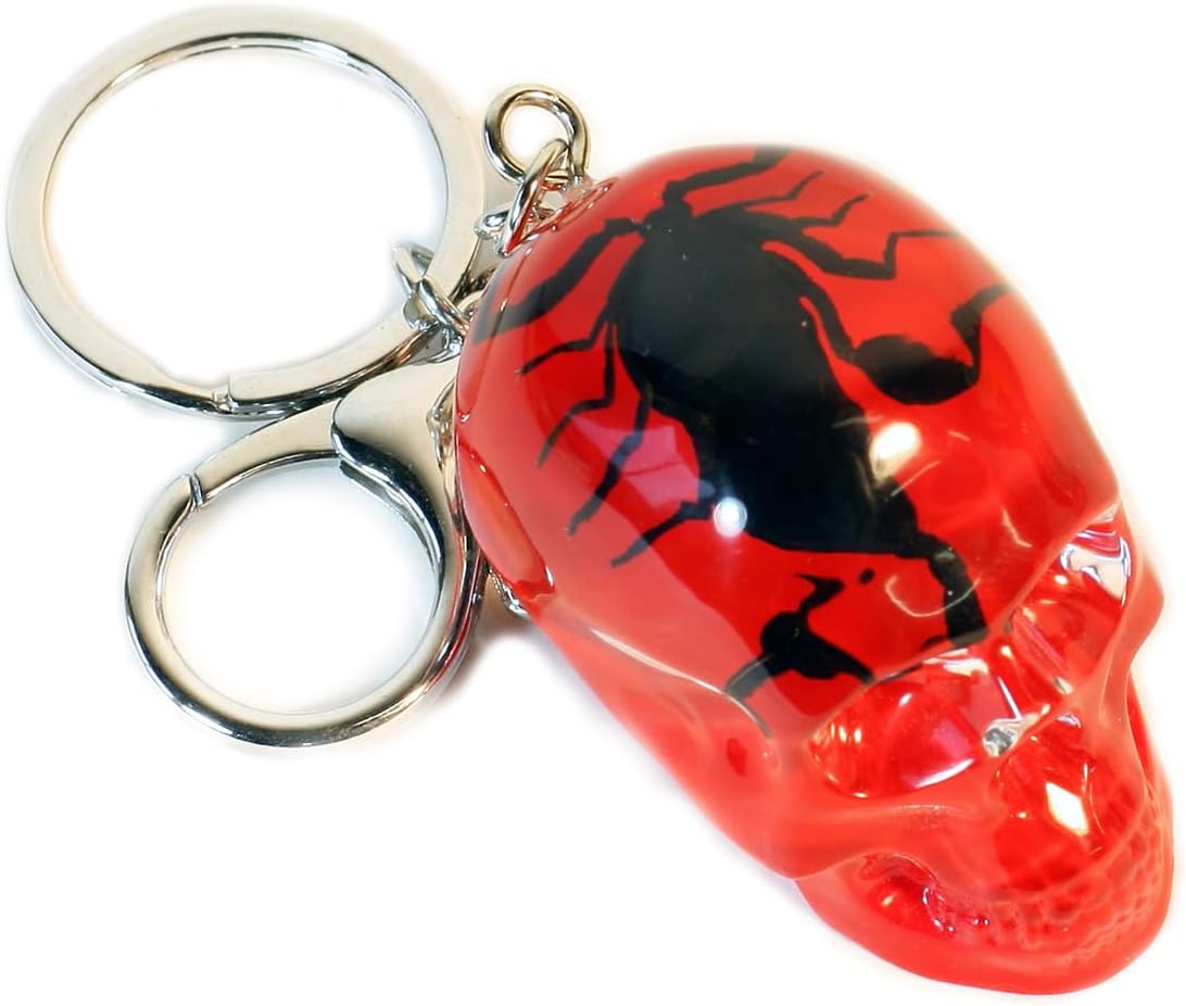 SKB1206 1 in. Black Scorpion Skull Key Chain, Red