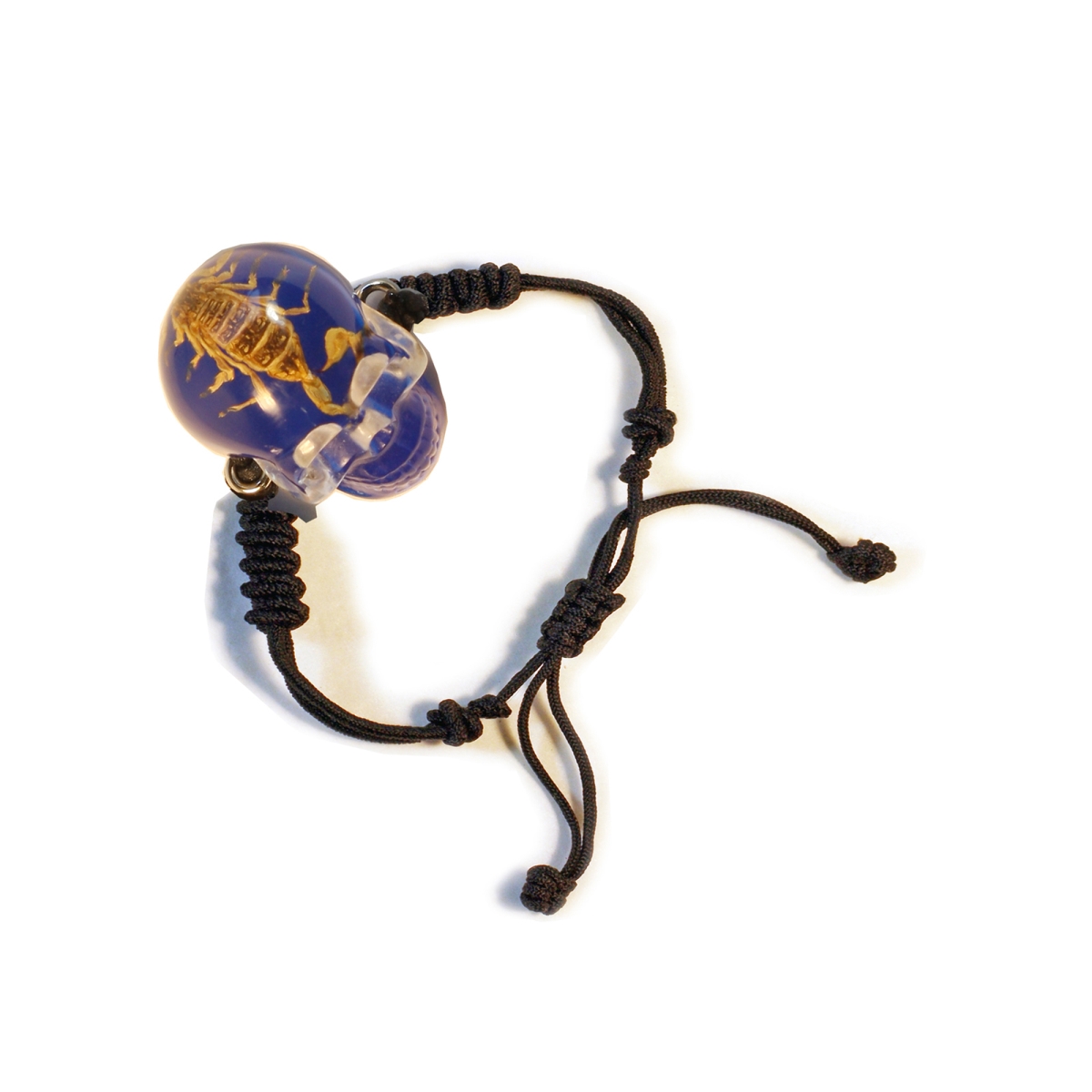 BL114 1 in. Golden Scorpion Skull Bracelet, Blue