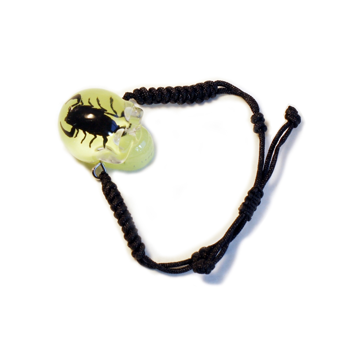 BL116 1 in. Glow in the Dark Black Scorpion Skull Bracelet