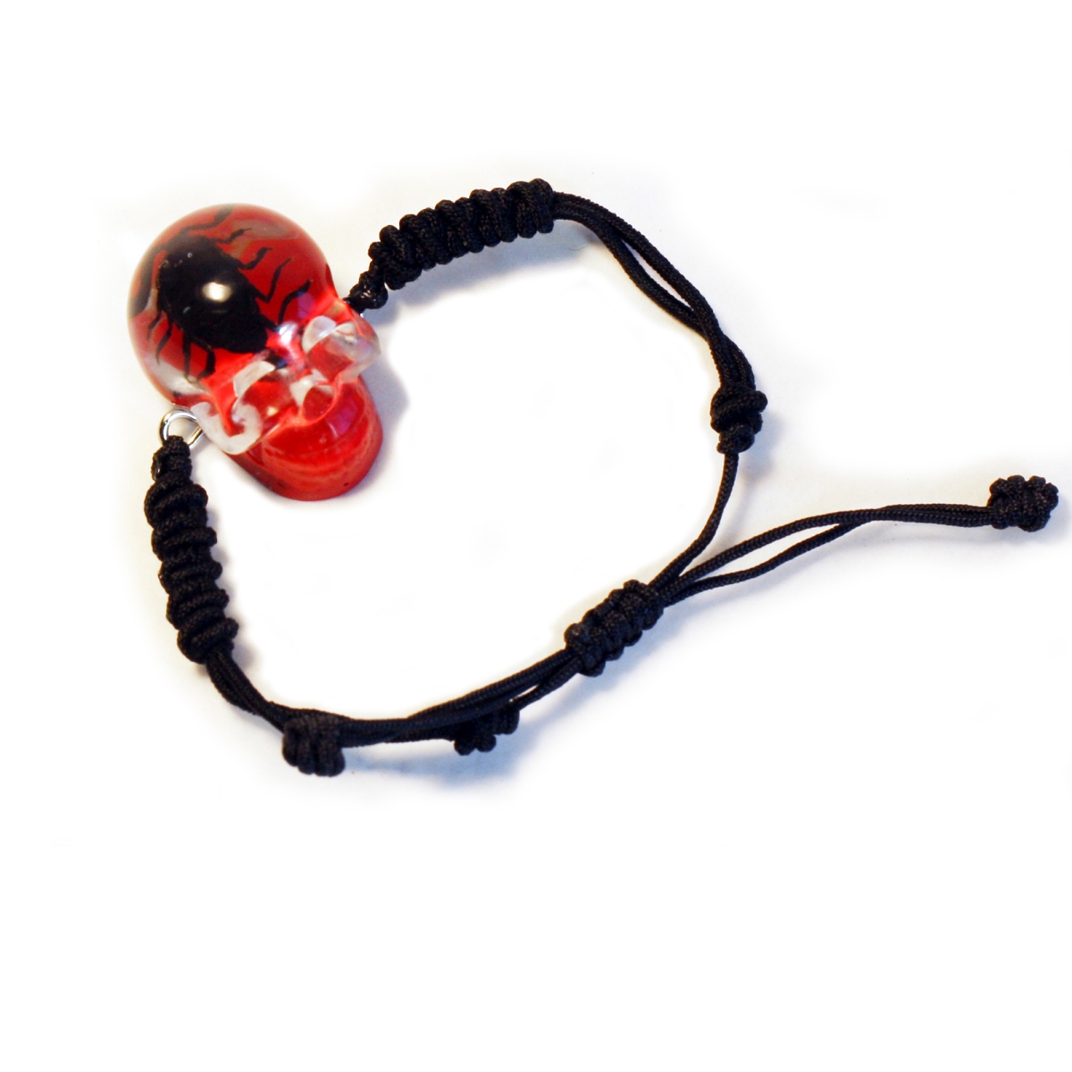 BL117 1 in. Black Scorpion Skull Bracelet, Red