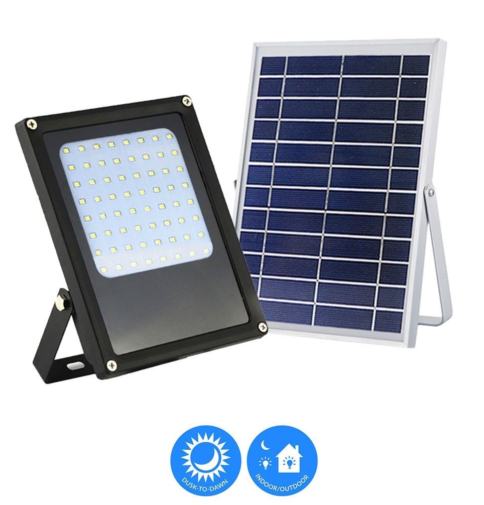 Picture of eLEDing EE805W-SFLH Solar Powered 6 watt Black Outdoor Integrated LED Landscape Flood Light with Bright Selectable for Safety & Decoration