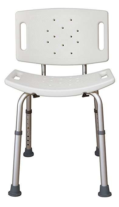 Picture of Essential Medical B3003-S Deluxe Shower Bench with Back in White - Tool Free Assembly