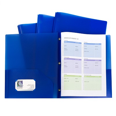 Picture of C-Line Products CLI32965 Two-Pocket Heavyweight Poly Portfolio Folder with Prongs - Blue