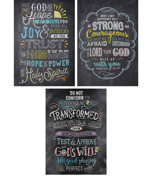 Picture of Creative Teaching Press CTP2274 Wall Decor&#44; Religious Bible Verses in Chalk Rejoice Inspire U Poster - 3 Pack