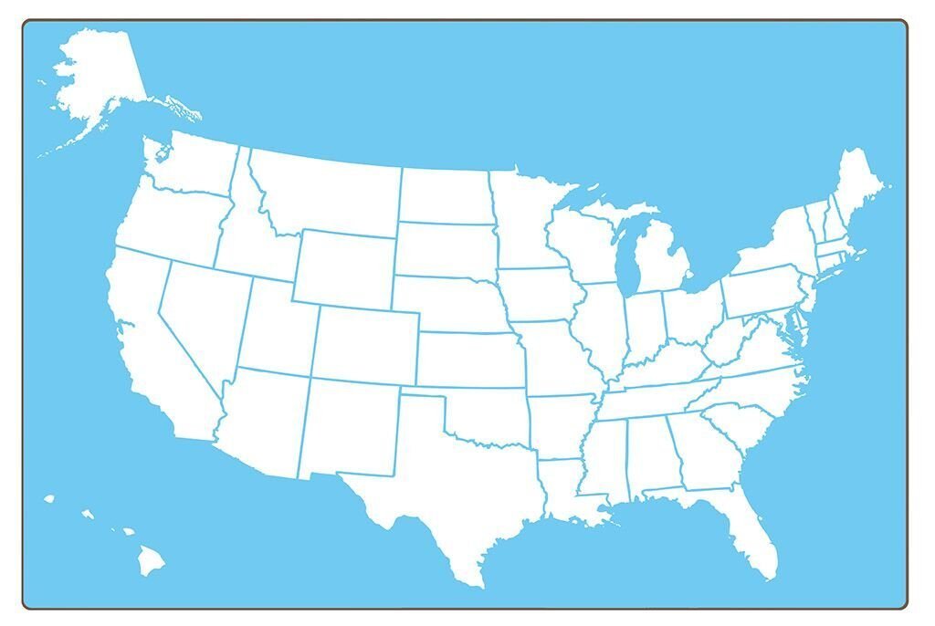 Picture of Flipside FLP11222 Us Map Dry Erase Board&#44; Two-Sided - Blue & White
