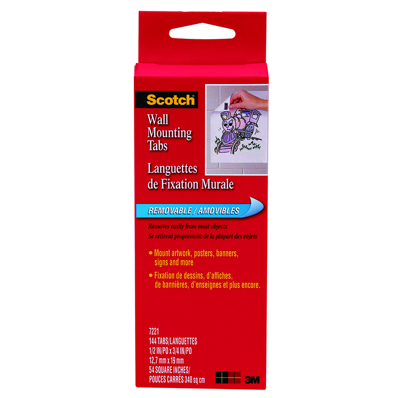 Picture of 3M MMM7221BN 0.5 x 0.75 in. Wall Mounting Tabs - 144 per Pack - Pack of 6