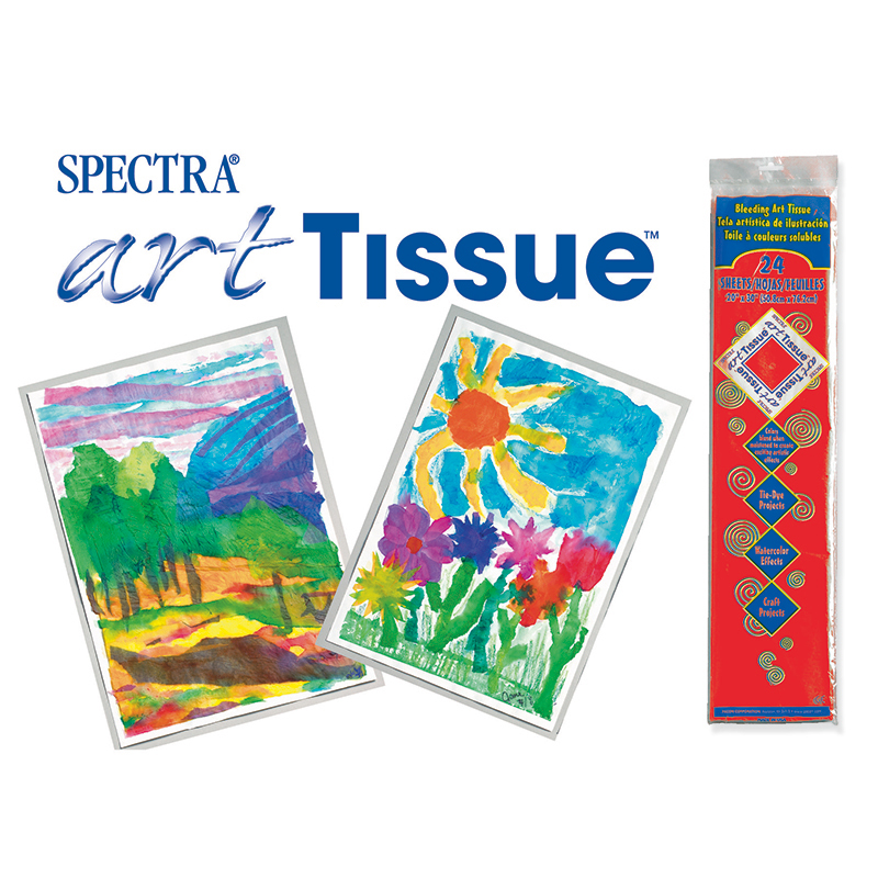 Spectra PAC59032BN Deluxe Bleeding Art Tissue, Scarlet, 20" x 30", 24 Sheets Per Pack, 5 Packs