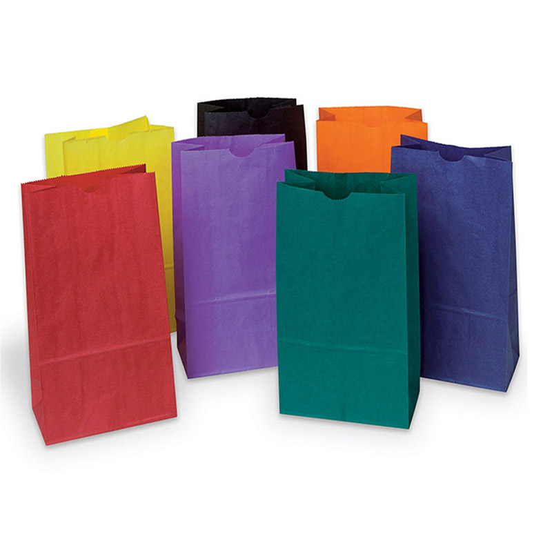 Rainbow? PAC72140BN Kraft Bag, Assorted Bright Colors, 6" x 3-5/8" x 11", 28 Bags Per Pack, 3 Packs