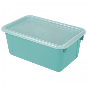 Picture of Storex STX62412U06C Small Cubby Bin with Cover Teal Classroom