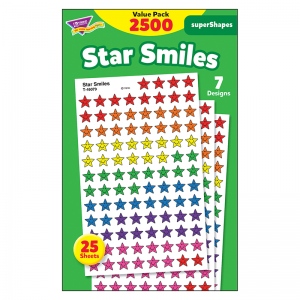 TREND enterprises T-46917BN Star Smiles superShapes Stickers Value Pack, 2500 Per Pack, 3 Packs