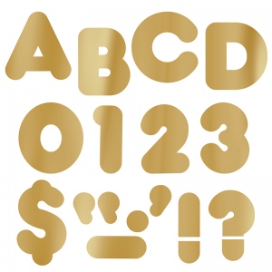 TREND enterprises T-479BN Gold Metallic 4" Casual Uppercase Ready Letters, 6 Packs