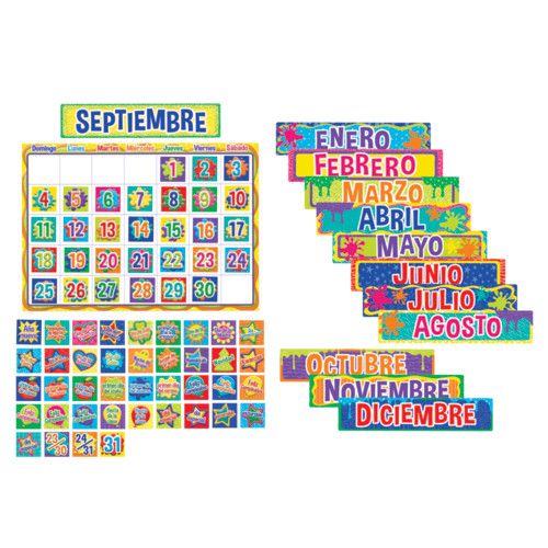 Picture of Eureka EU-847048 Color My World Spanish Calendar Bulletin Board Sets
