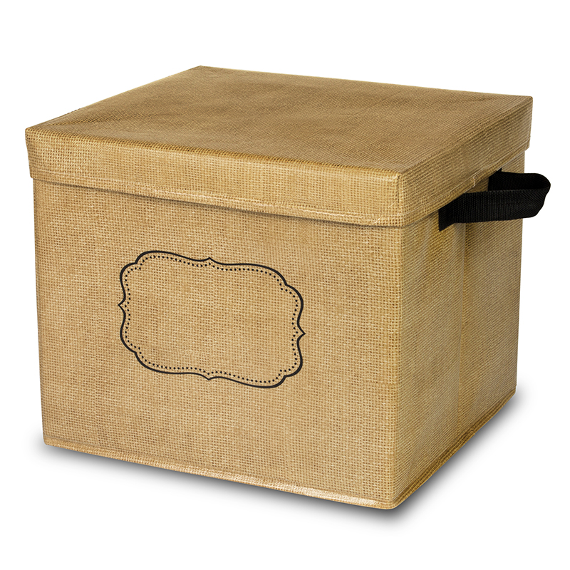 Picture of Teacher Created Resources TCR20834 Burlap Storage Bin with Lid