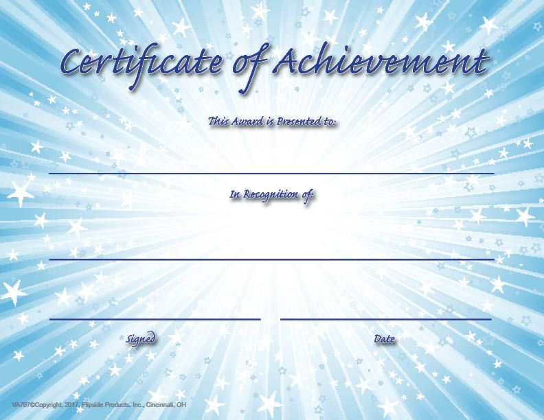 Picture of Flipside FLPVA707 Certificate of Achievement Apllication