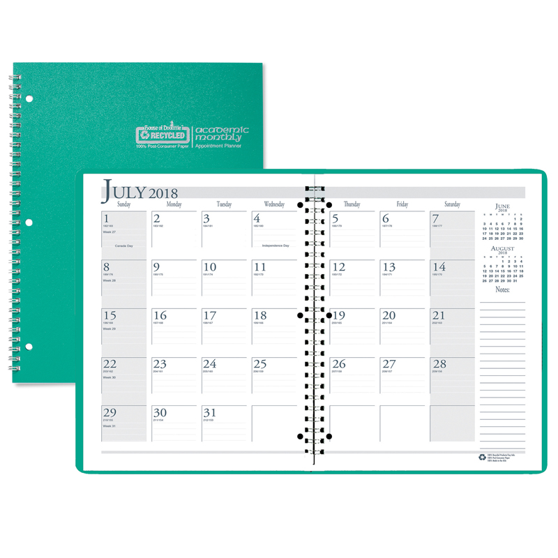 Picture of House Of Doolittle HOD26309 8.5 x 11 in. Academic Monthly Planner  Bright Green Wirebound